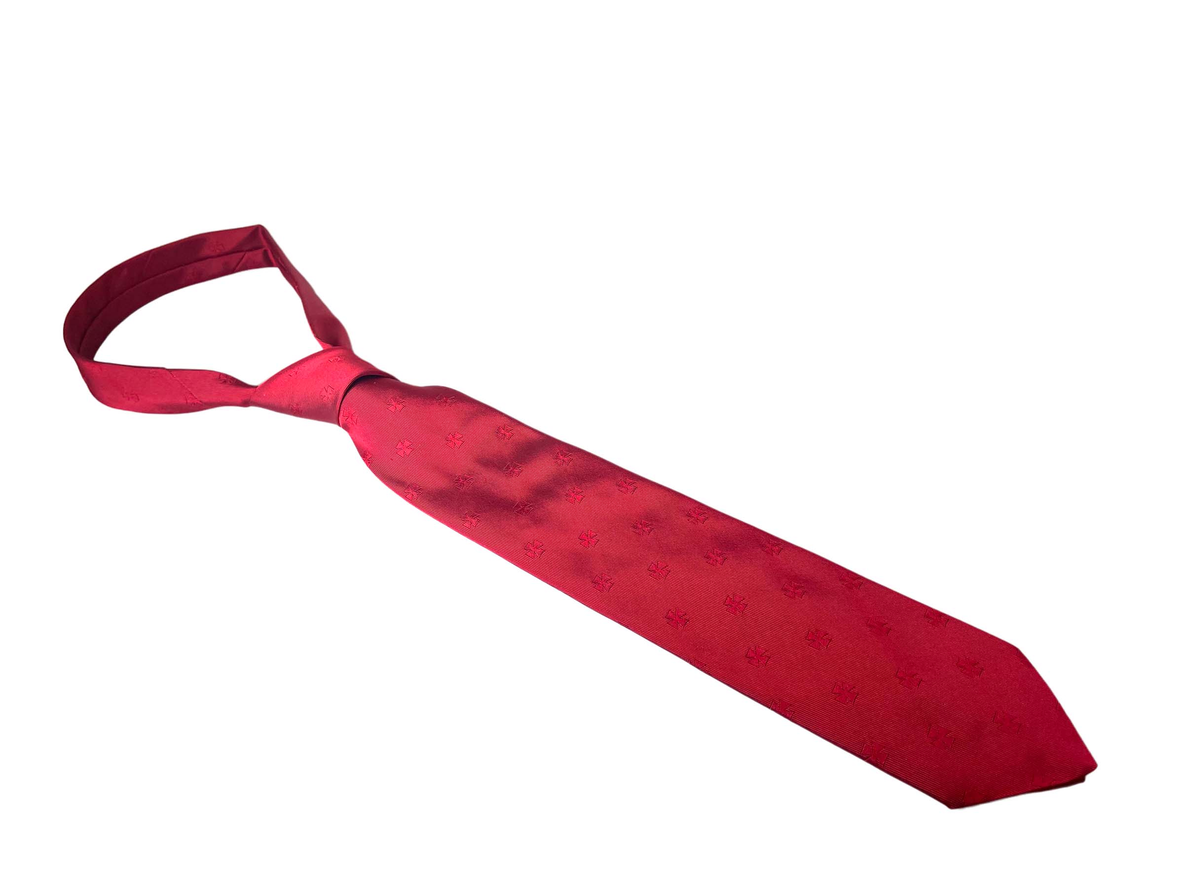 Sidenslips i rött med röda invävda frimurarkors Svenska Frimurare