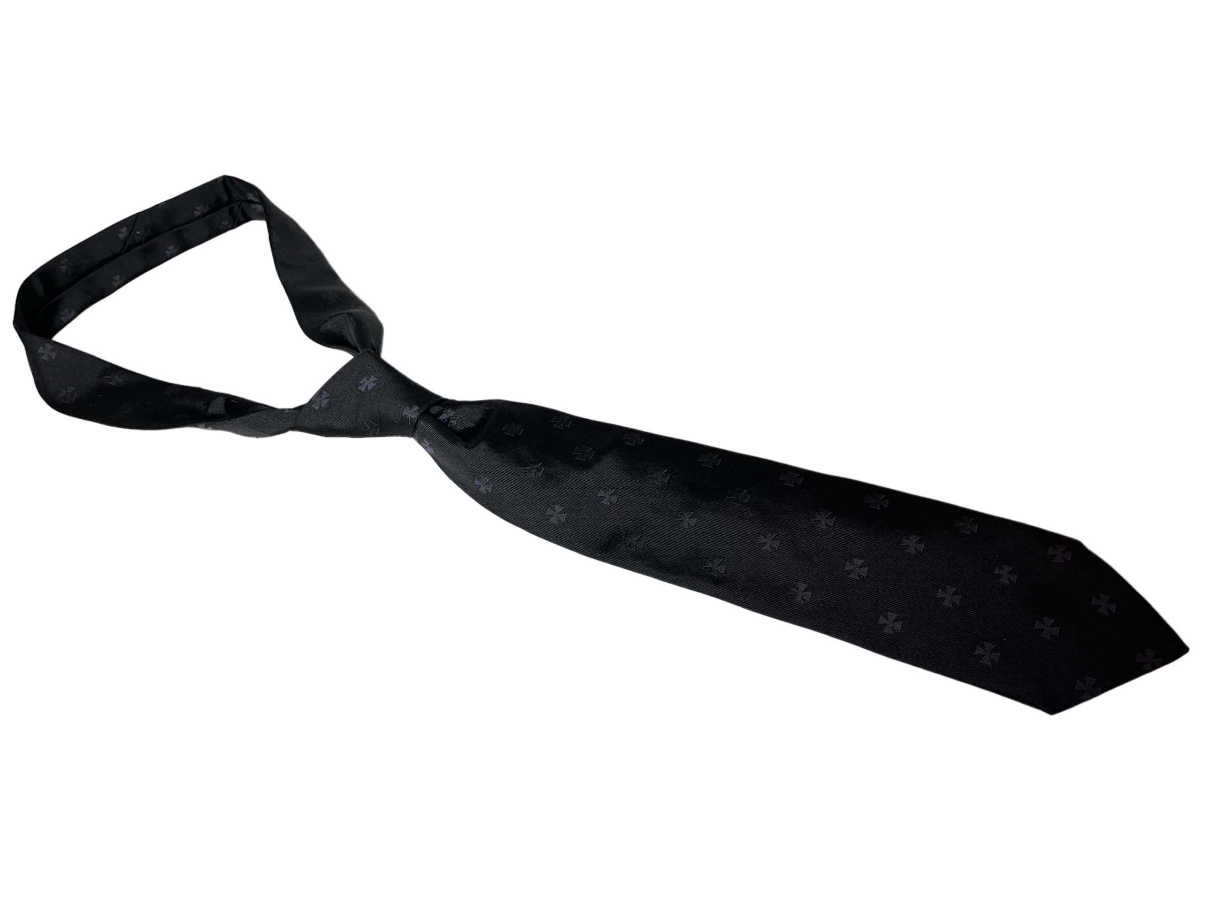 Sidenslips i svart med invävda grå frimurarkors Svenska Frimurare